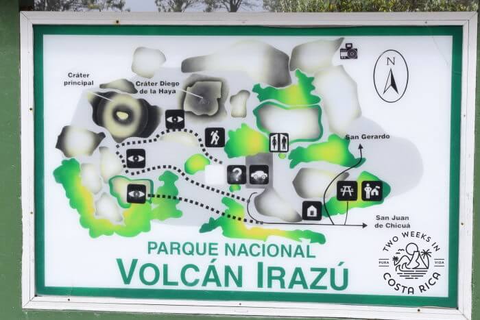 Irazu Volcano National Park Trail Map