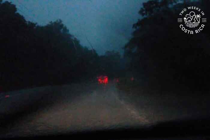 Driving at night rainy season Costa Rica