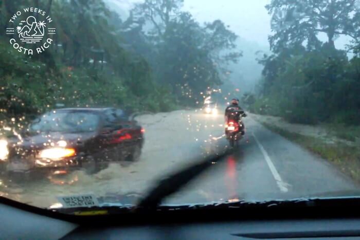 Flooded highway rainy season Costa Rica