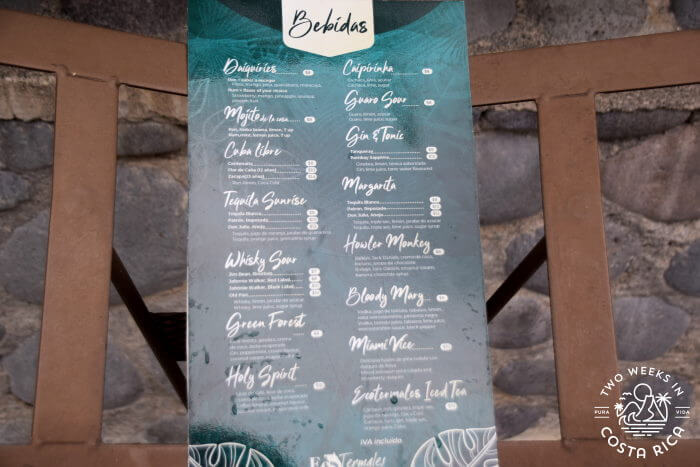 Drink Menu Ecotermales