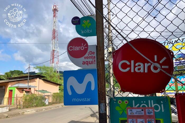 Signs outside a supermarket