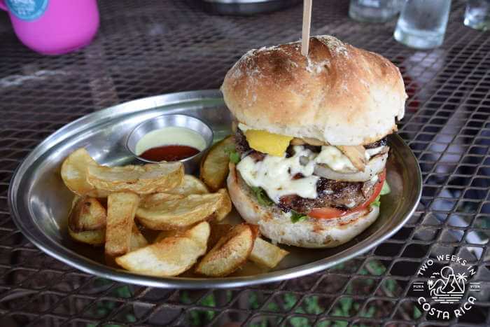 Burger and fries at Chante Verde