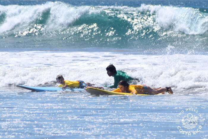 Family surf lessons at Playa Grande