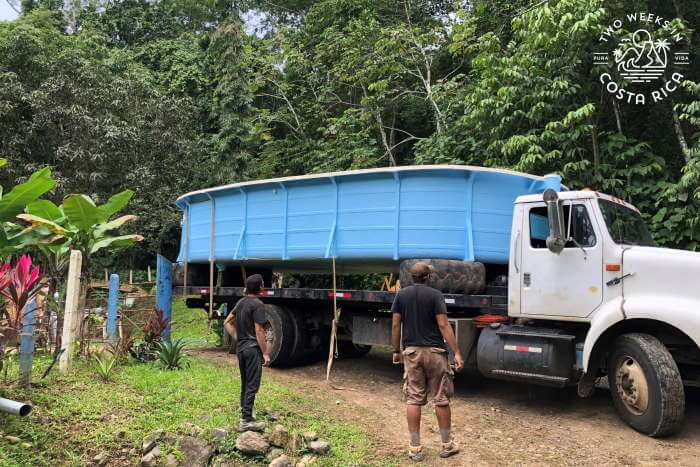 Trucking in fiberglass pool