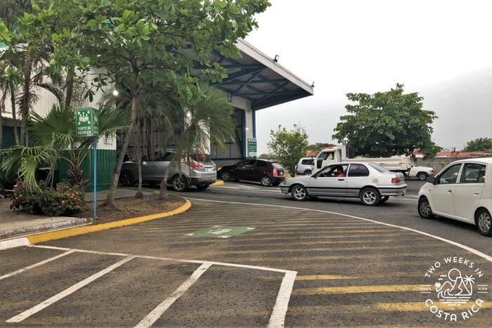 Cars entering the inspection bays at Dekra building