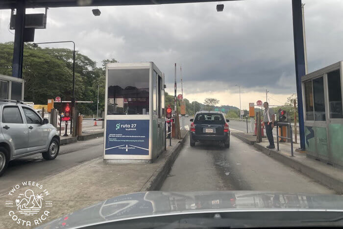 A toll booth on Route 27 in Costa Rica